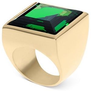 Michael Kors Gold Tone Emerald Cocktail Ring